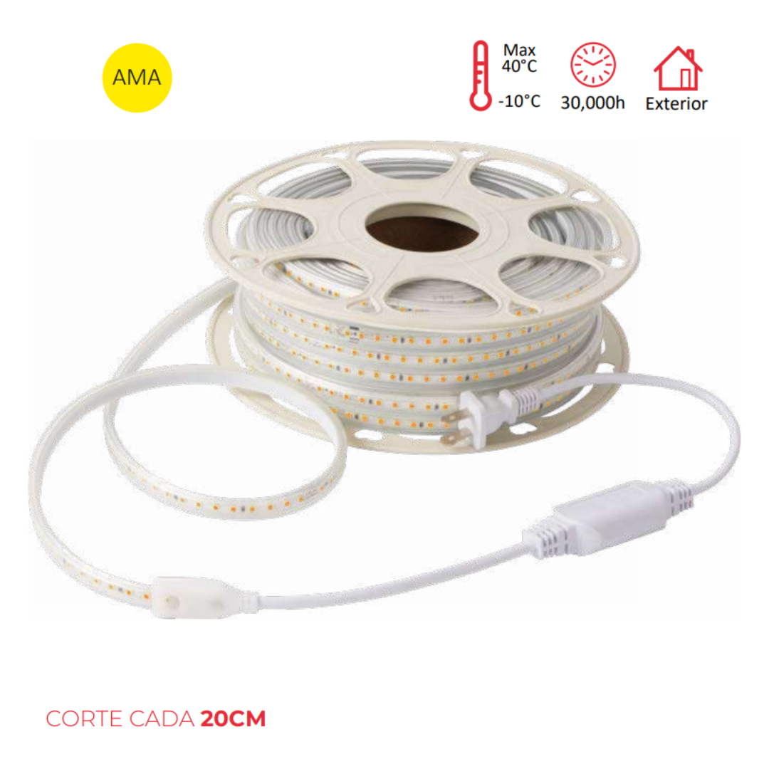 Manguera LED Doble SMD 2835 Ámbar 25M 7000 Lúmenes IP65 Exterior Atenuable - WINLED