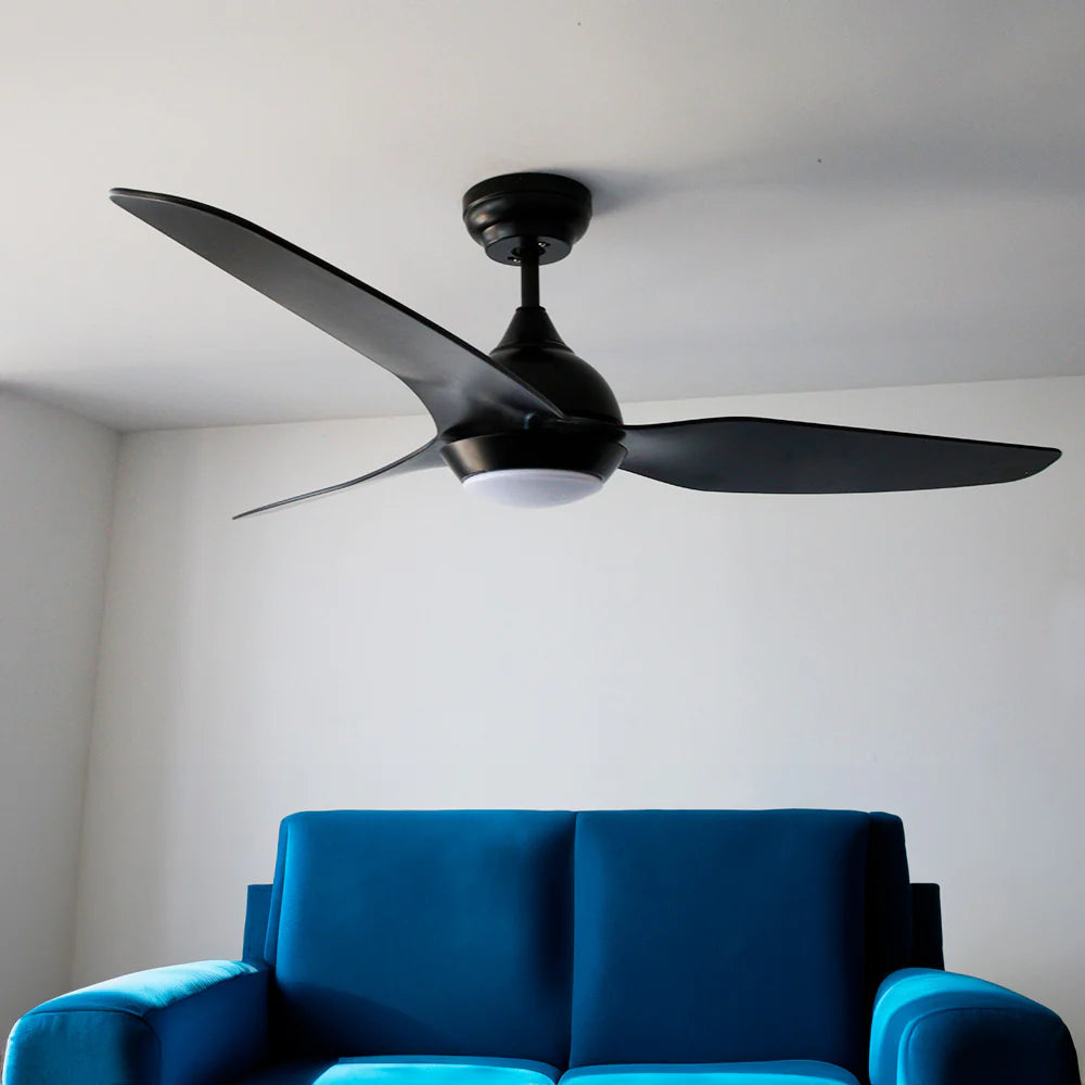 Ventilador de Techo Atlantis 50" con Luz 3 Aspas Negro – Masterfan