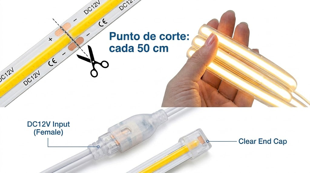 Lámpara Tira LED Continuo COB Rollo 25m 250W 4000K IP65 - WINLED