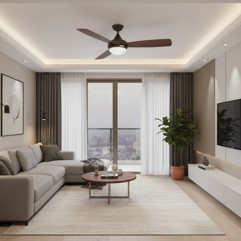 Ventilador de Techo Barlovento 52" Bronce con Luz – Coolfan