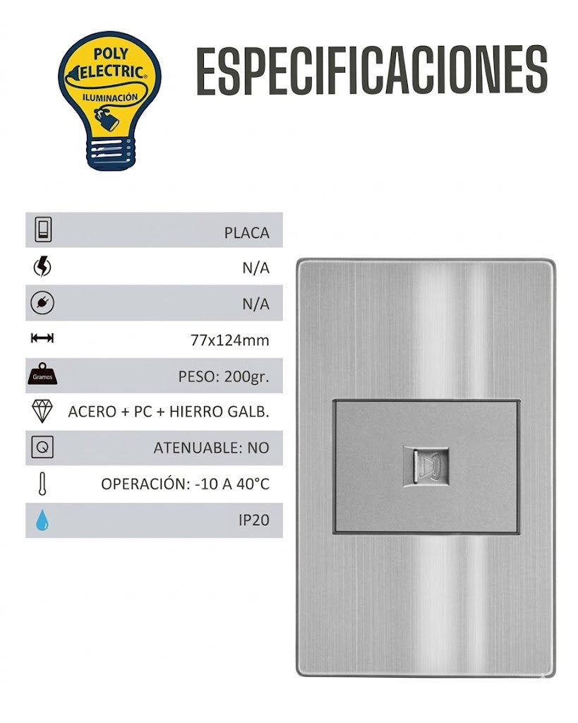 Placa de Contacto Telefónico Gris - ARTLITE