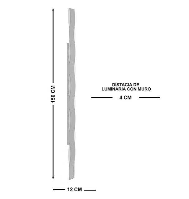 Luminaria de Pared LED Carrara 150cm 3000K-4500K-6000K IP65 85-265V Negro – LUXICA