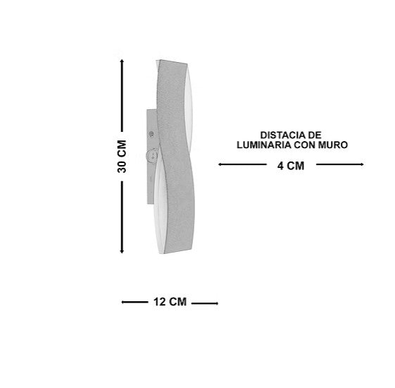 Luminaria de Pared LED Carrara 30cm 3000K-4500K-6000K IP65 85-265V Negro – LUXICA