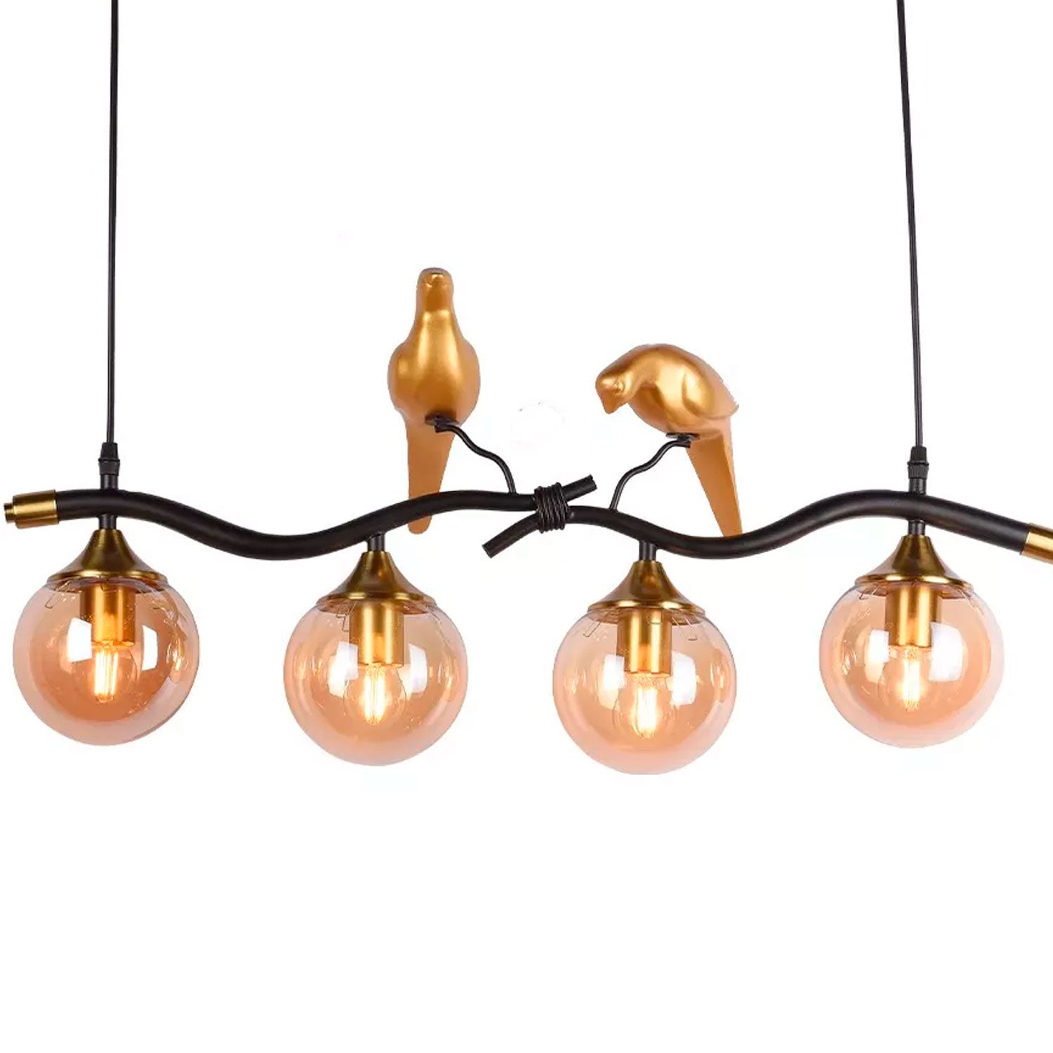 Lámpara Candil Colgante Vintage 4 Focos Negro/Dorado