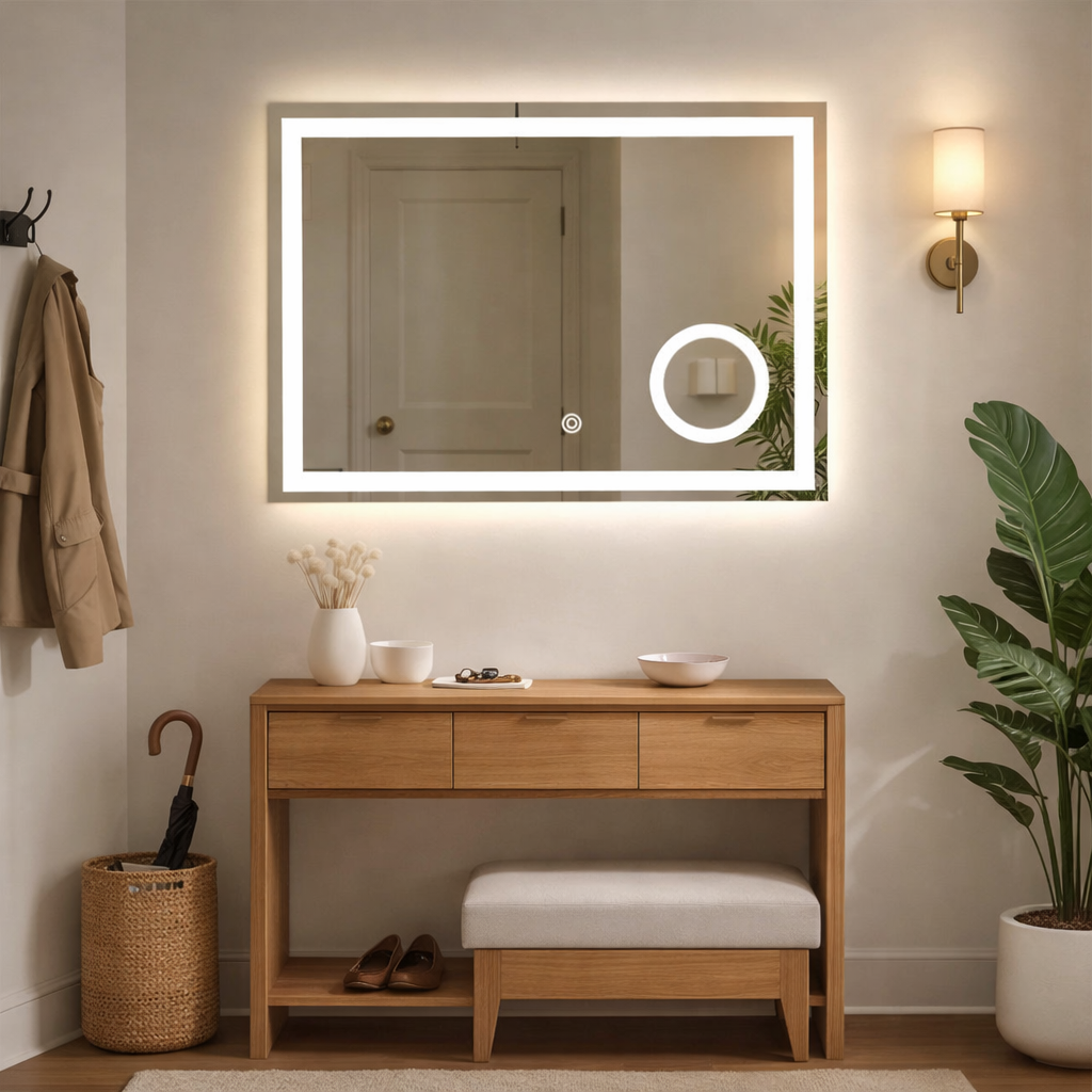 Espejo LED 18W 3500/4000/6000K, 50x70 cm, Función Anti-empañamiento, Dimmable, Aumento x3 y Encendido Táctil - 2G ILUMINACION