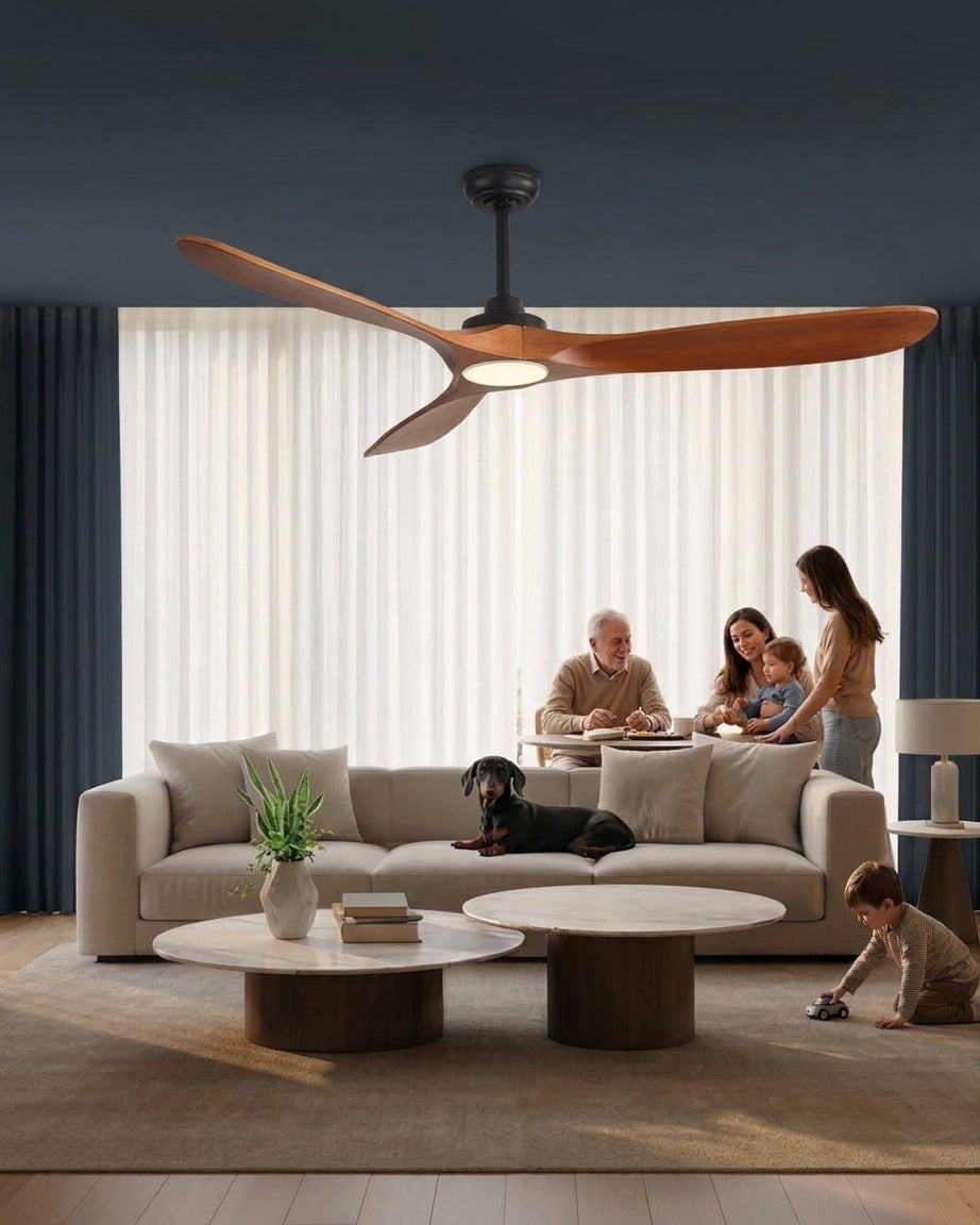 Ventilador de Techo Falcone 60" LED CCT con 3 Aspas de Madera 50W - MASTERFAN