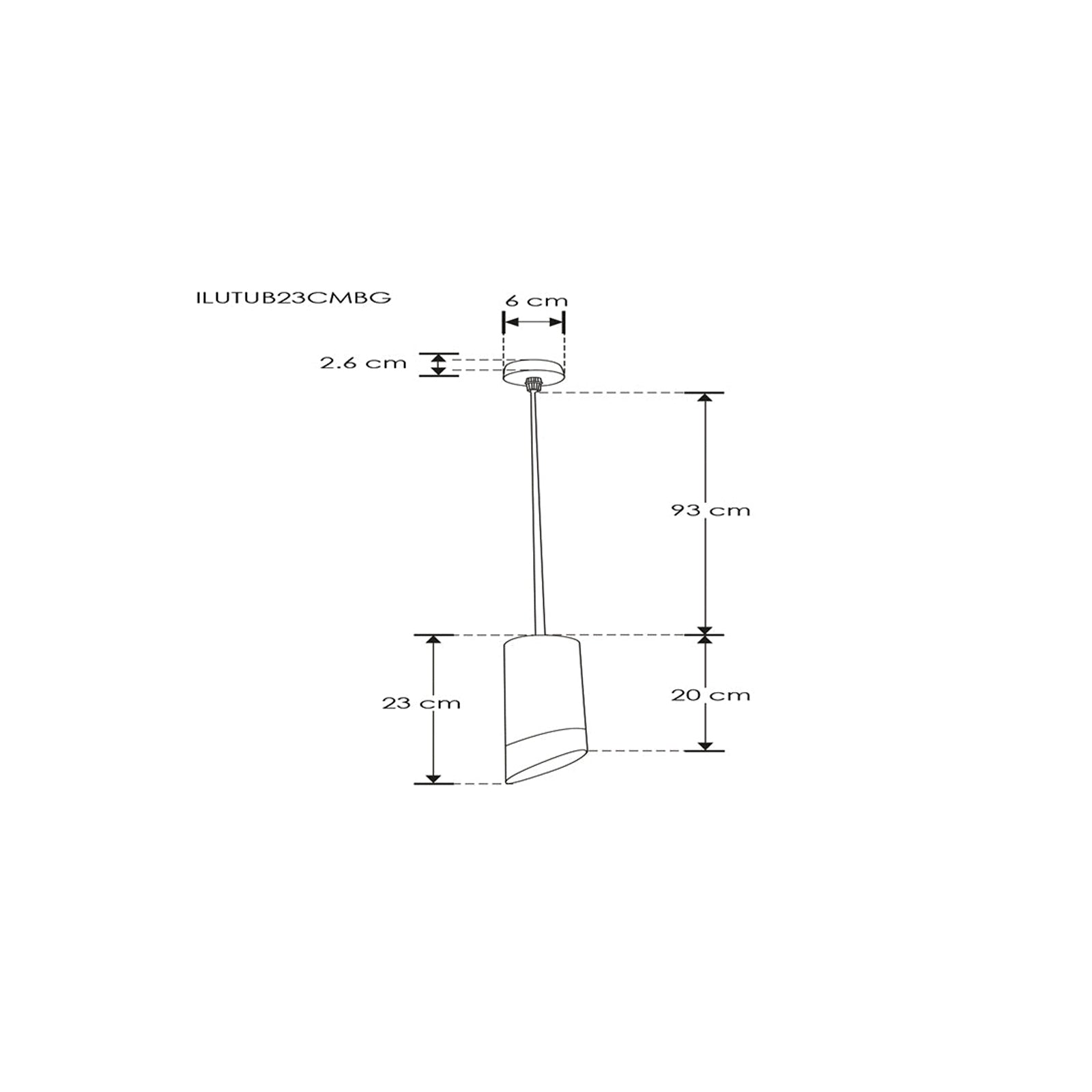Lámpara Colgante Tubular Negro/Dorado 23cm – Ilumileds