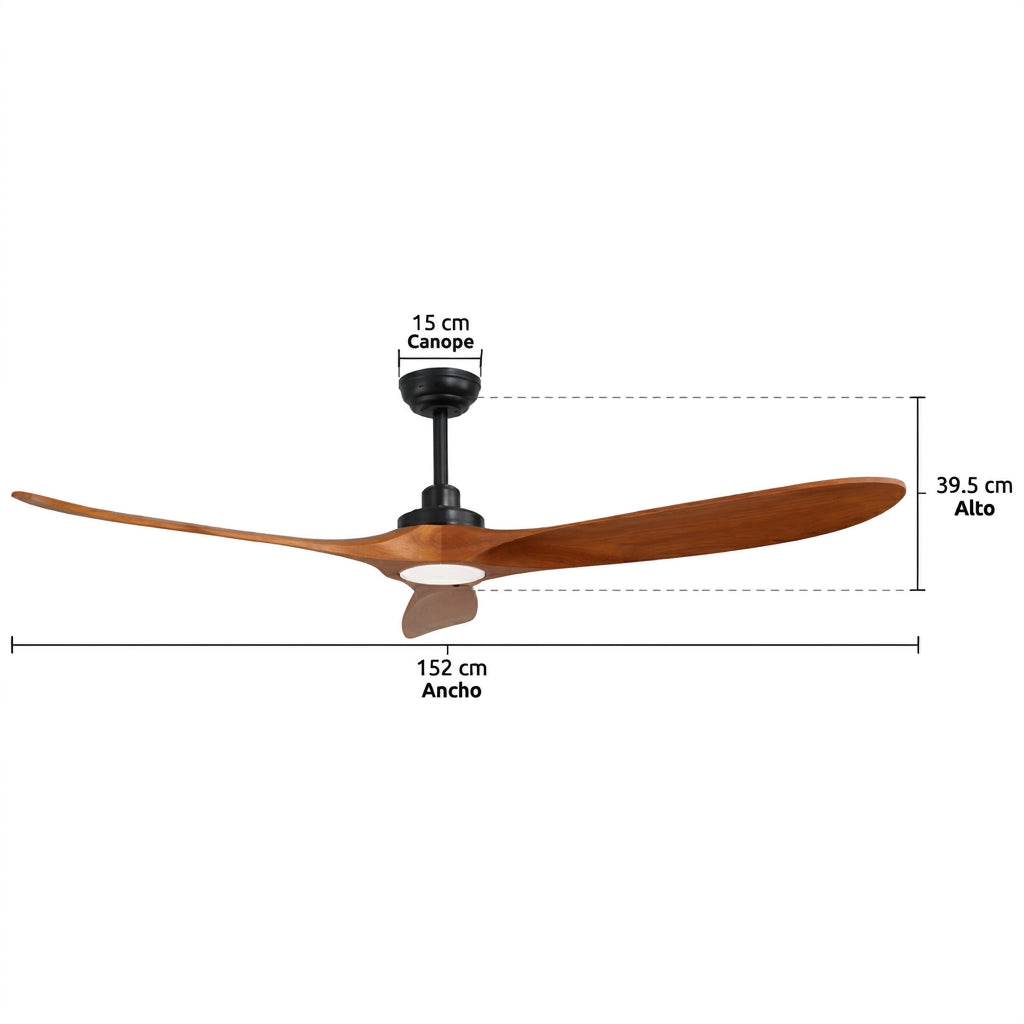 Ventilador de Techo Falcone 60" LED CCT con 3 Aspas de Madera 50W - MASTERFAN
