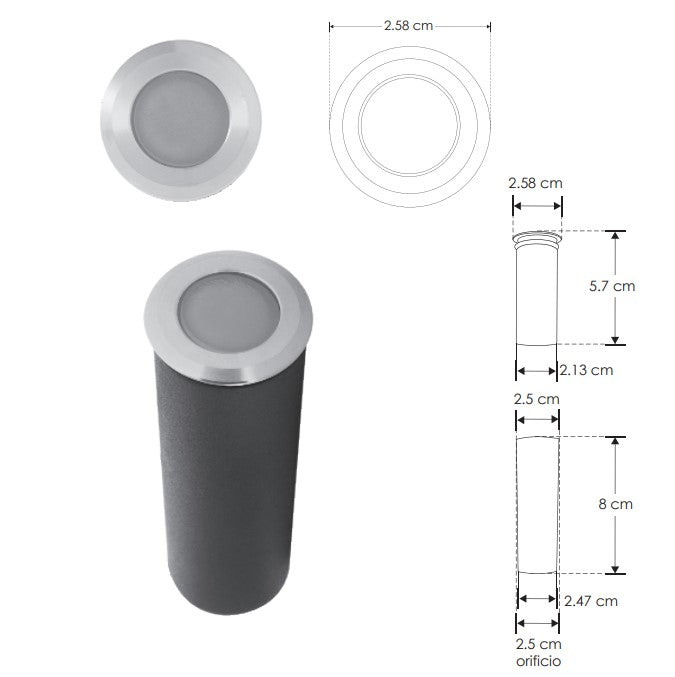 Luminario LED Redondo para Empotrar en Piso 0.5W Luz Cálida 85-265V IP65 - ILUMILEDS
