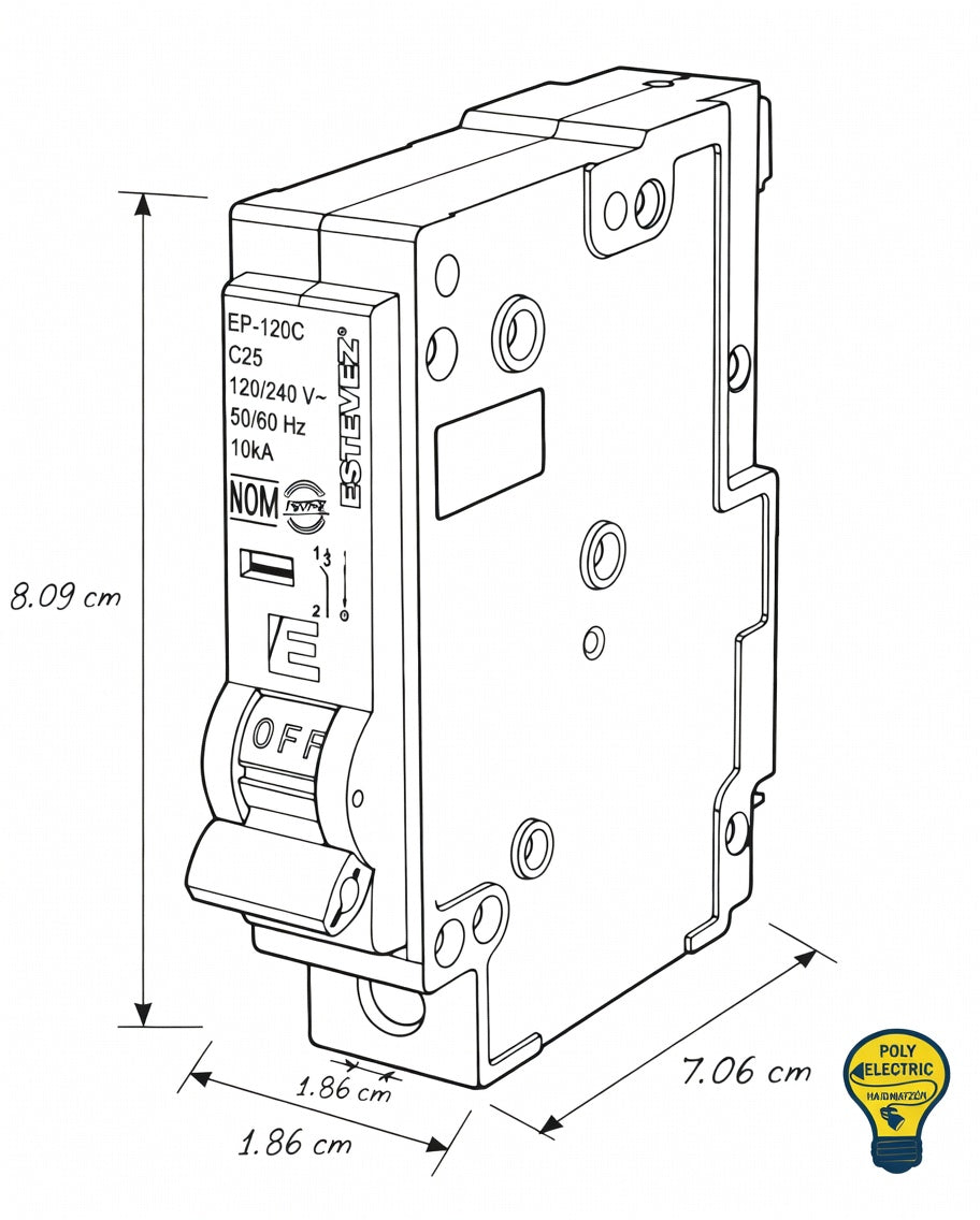 Interruptor Termomagnético 1P 20A Curva C – Tipo Pastilla - Estevez