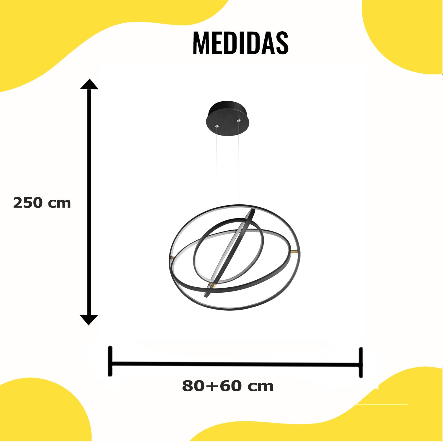 Lámpara LED Colgante Movible 3 Aros 108W – 2G