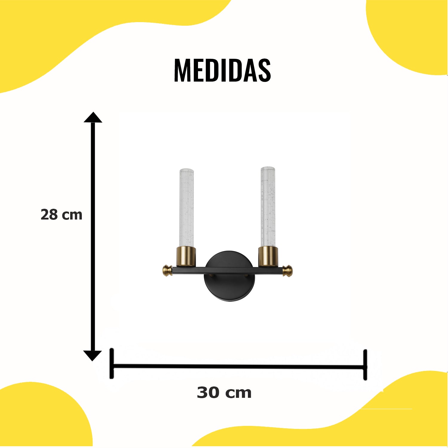 Lámpara LED Pared Negra Cobre con Cristal – 2G