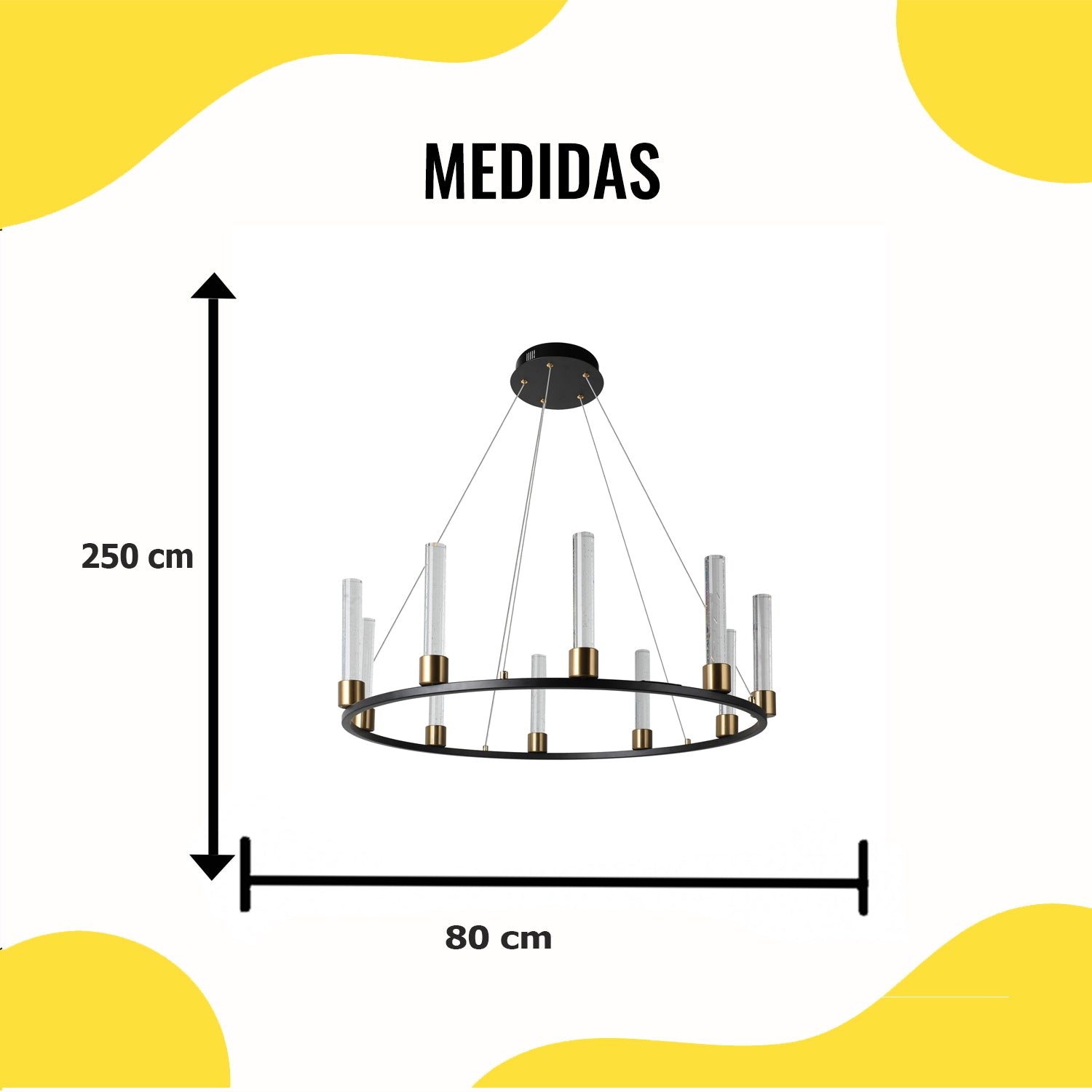 Lámpara LED Colgante Circular Negro y Cobre – 2G