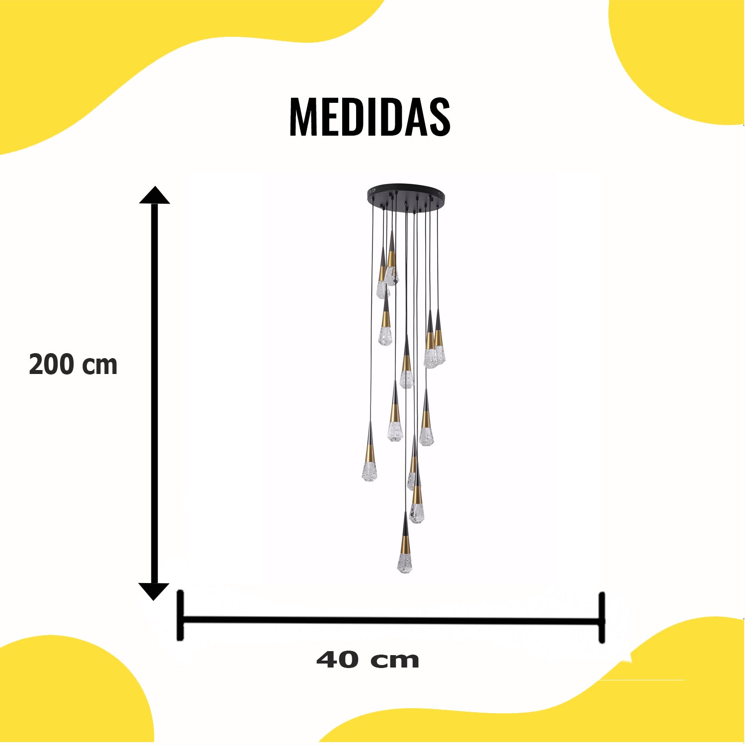 Lámpara LED Colgante Cristal con Acabado Oro y Negro 48W – 2G