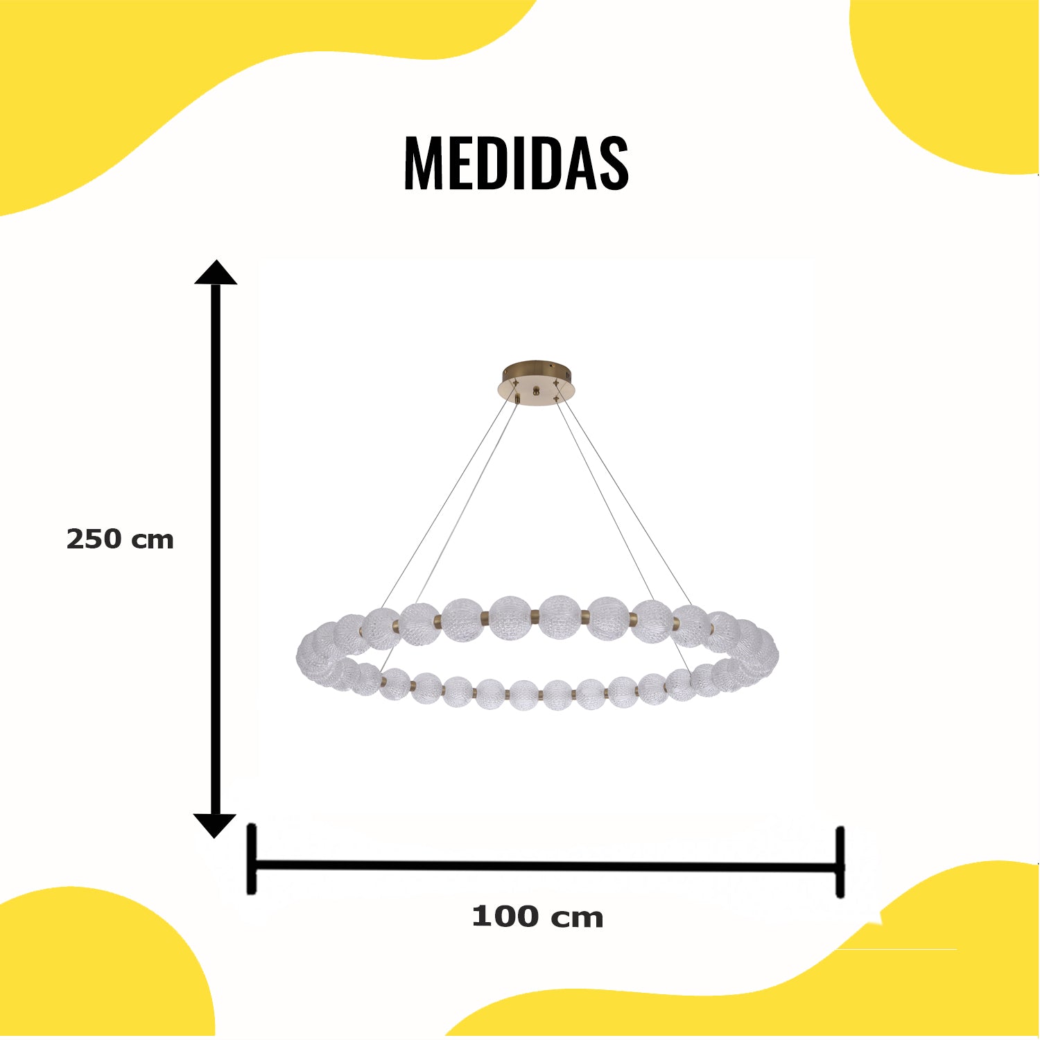 Lámpara LED Colgante Cristal con Detalle Oro 30W – 2G