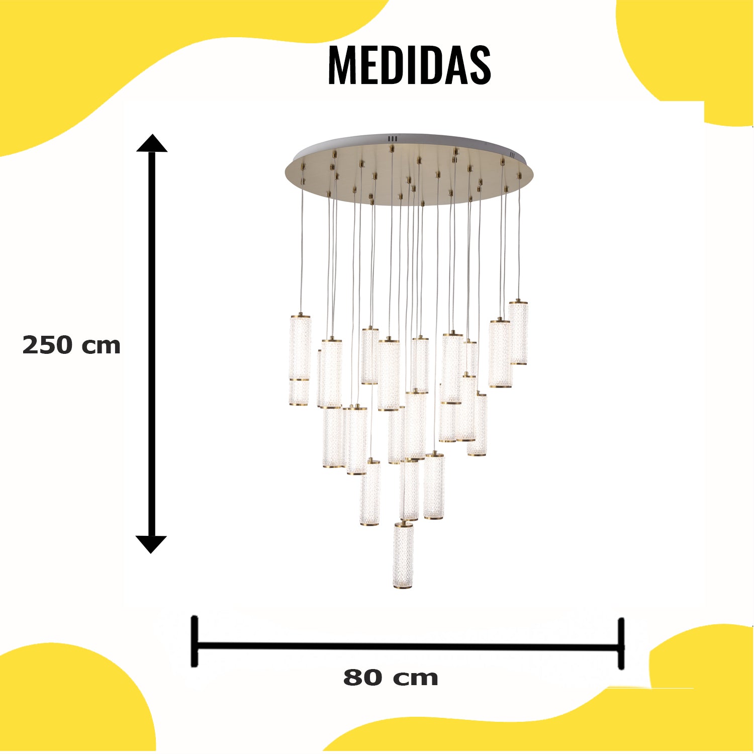 Lámpara LED Colgante Cristal con Detalle oro 240W