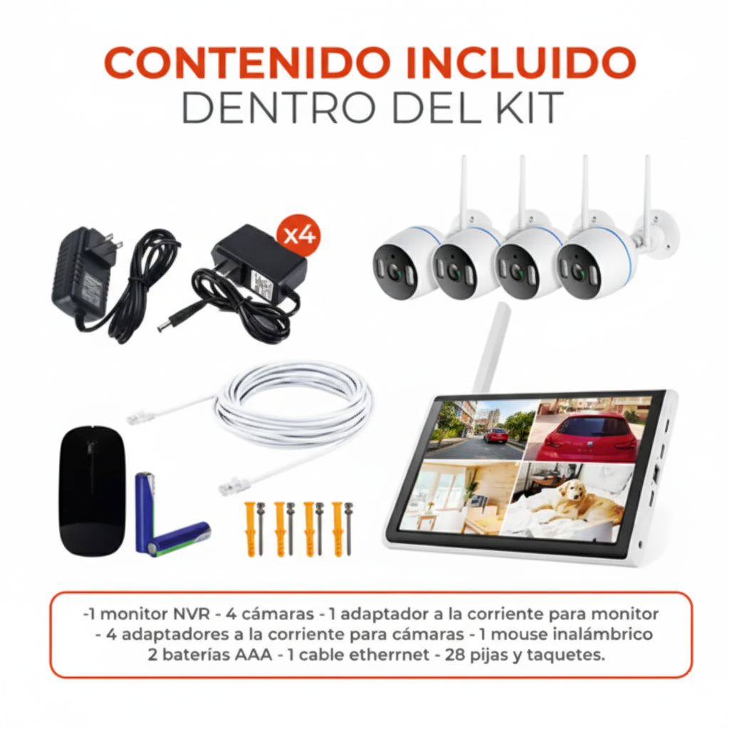 Kit de Cámaras de Seguridad WiFi – Full HD, IP65, App Móvil, Audio Bidireccional – TECNOLITE CONNECT