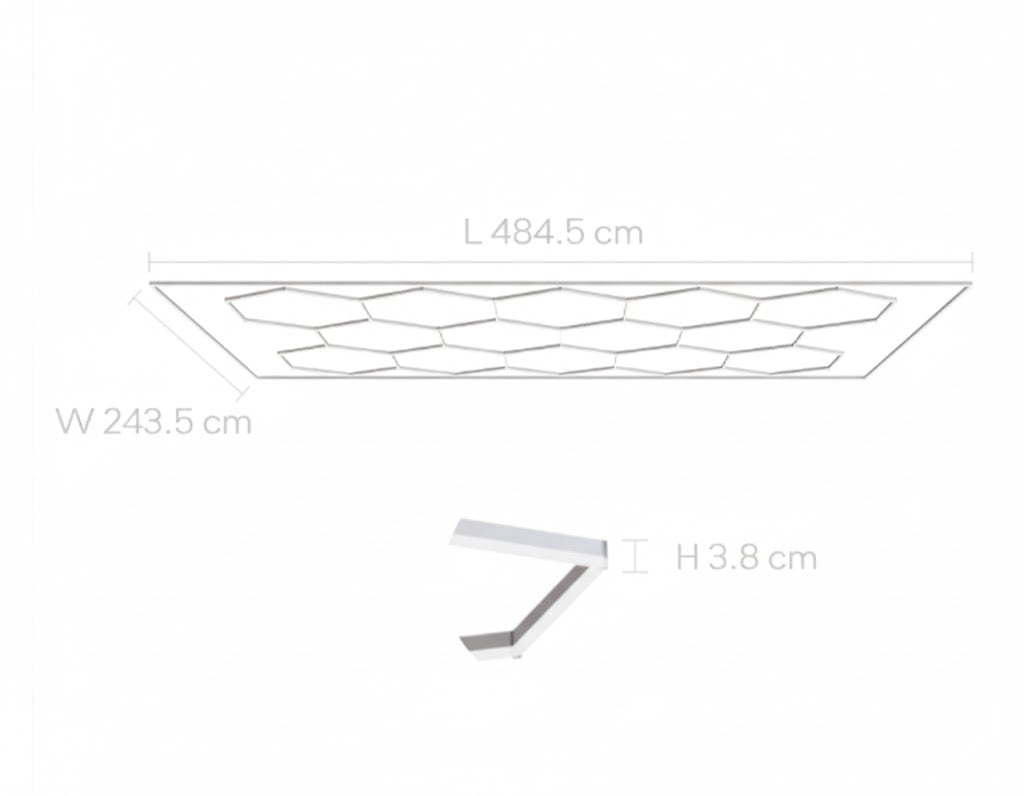 Kit de Iluminación Hexagonal Profesional Panel LED de Alto Rendimiento para Garajes, Talleres y Estudios.
