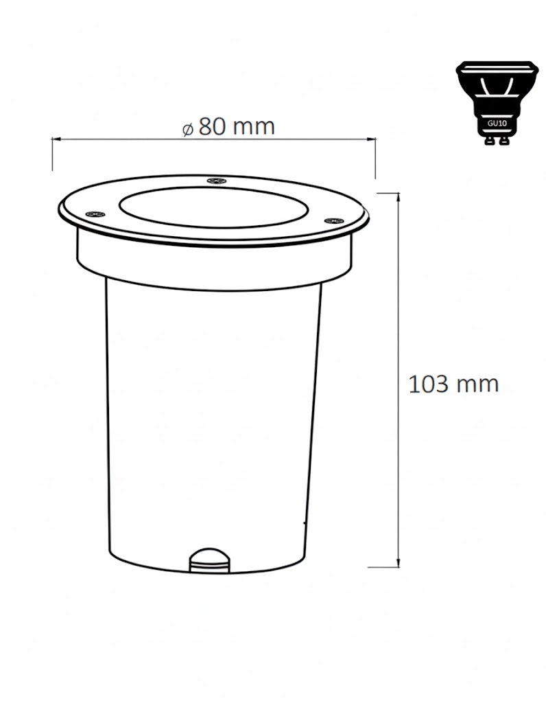 Empotrado de Piso Negro para Exterior Base GU10 IP67 Resistente al Agua - ARTLITE