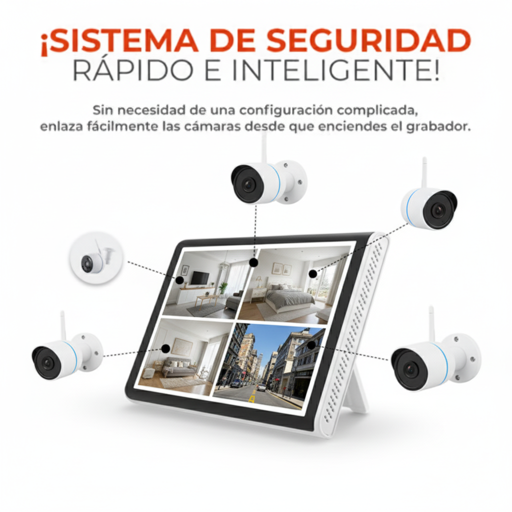 Kit de Cámaras de Seguridad WiFi – Full HD, IP65, App Móvil, Audio Bidireccional – TECNOLITE CONNECT