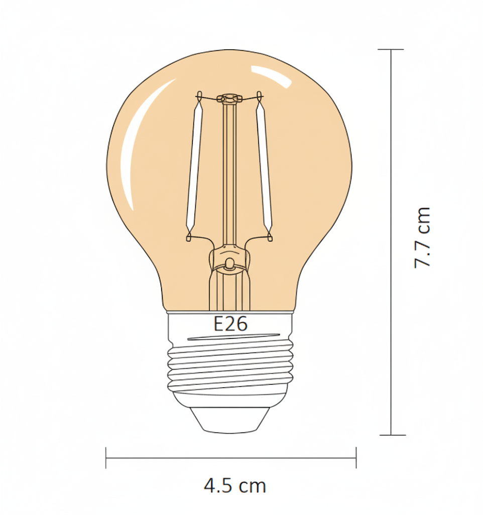 Foco LED Filamento G45 2W 2000K Ámbar Dimeable E26 Interior Vintage - ARTLITE