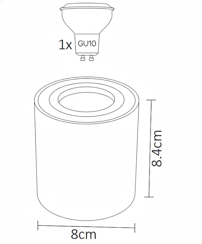 Luminaria Cilíndrica Dirigible GU10 para Techo Blanco Sobreponer Interior - ARTLITE