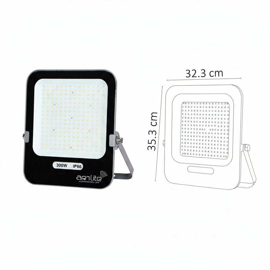 Reflector LED SMD Cuadrado Slim 300W 6500K IP66 Exterior Blanco Frío - ARTLITE