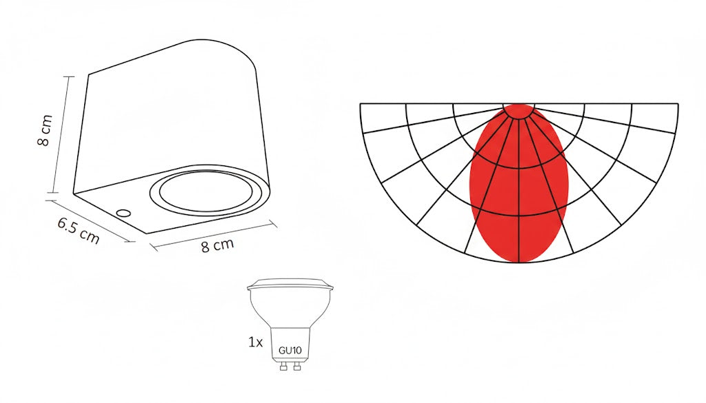 Luminaria de Pared Cilíndrica Negra para Exterior Base GU10 IP65 - ARTLITE