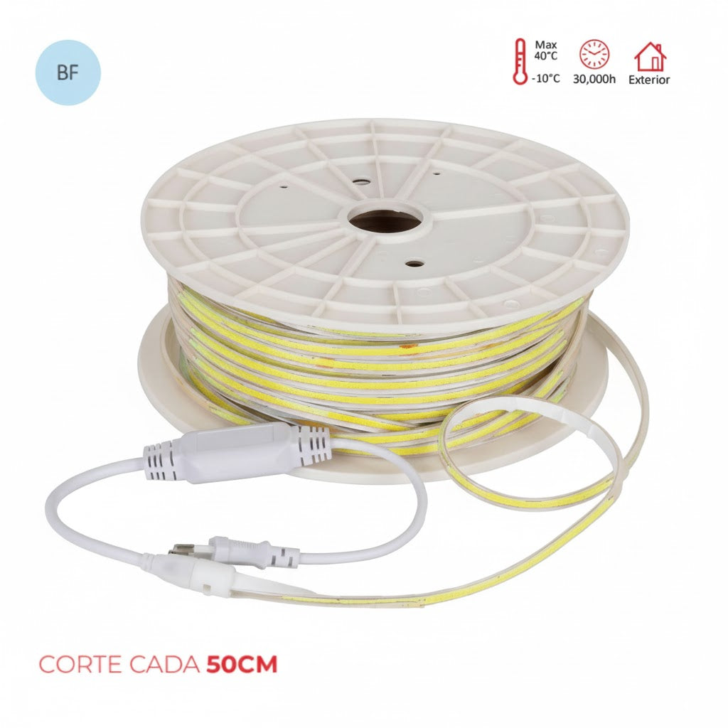 Manguera LED COB 250W Blanco Frío 6500K 25M Exterior IP65 Atenuable Alta Potencia - WINLED