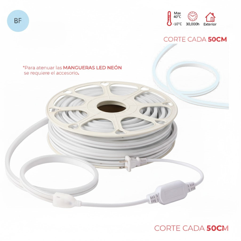 Manguera LED Neón Doble 25M 150W 127V 6500K Exterior IP65 Atenuable PVC – WINLED