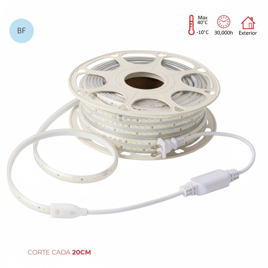 Manguera LED Doble 25M 150W 127V 6500K Exterior IP65 Atenuable Luz Blanca Fría – WINLED