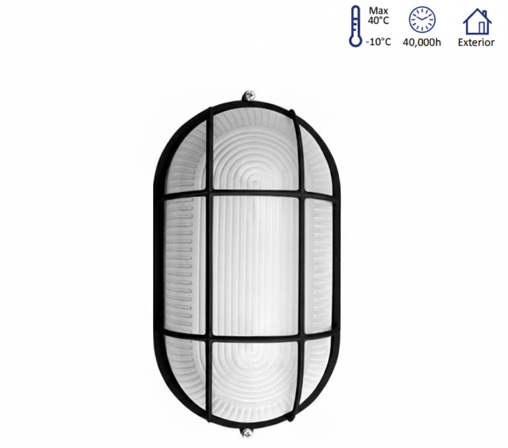 Luminaria Náutica de Pared o Techo E26 Exterior IP44 25W Negro Decorativa con Protección Antivapor - ARTLITE