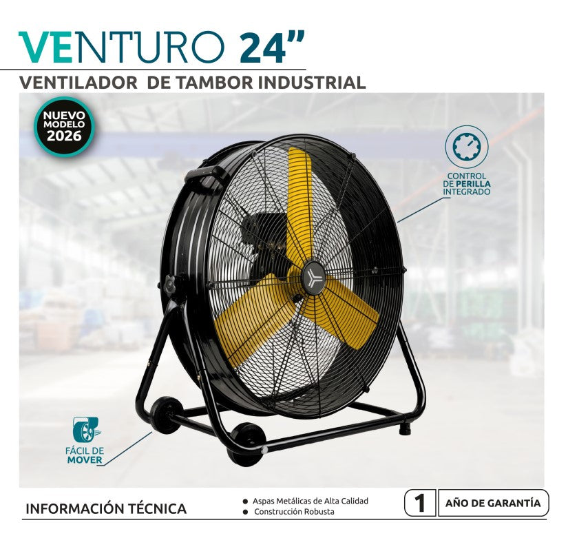 Ventilador de Piso Industrial 24 Pulgadas, 3 Aspas, 3 Velocidades, 200W, 127V - MASTERFAN