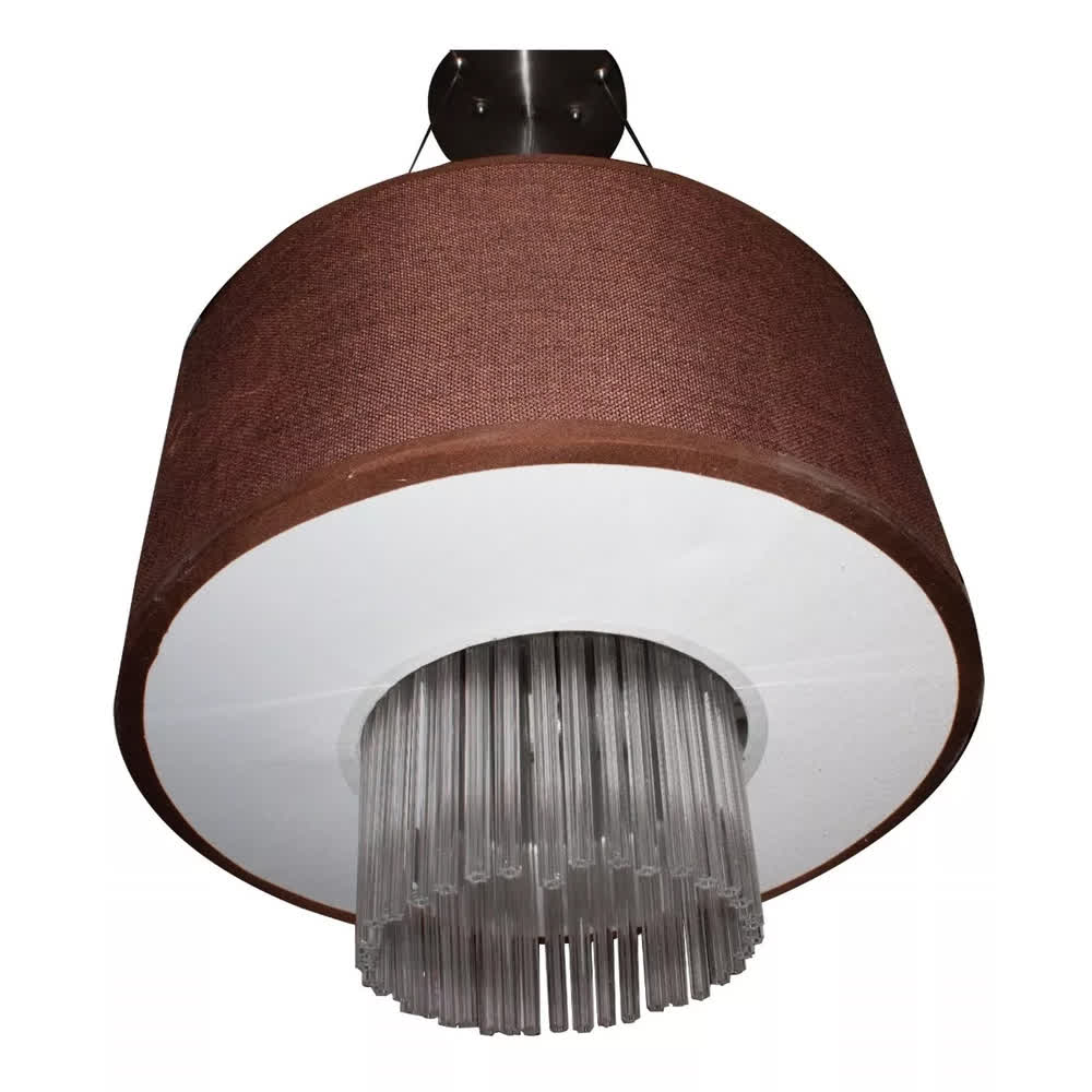 Lámpara Colgante Roma Tela Redonda Café/Cromo – Stratto