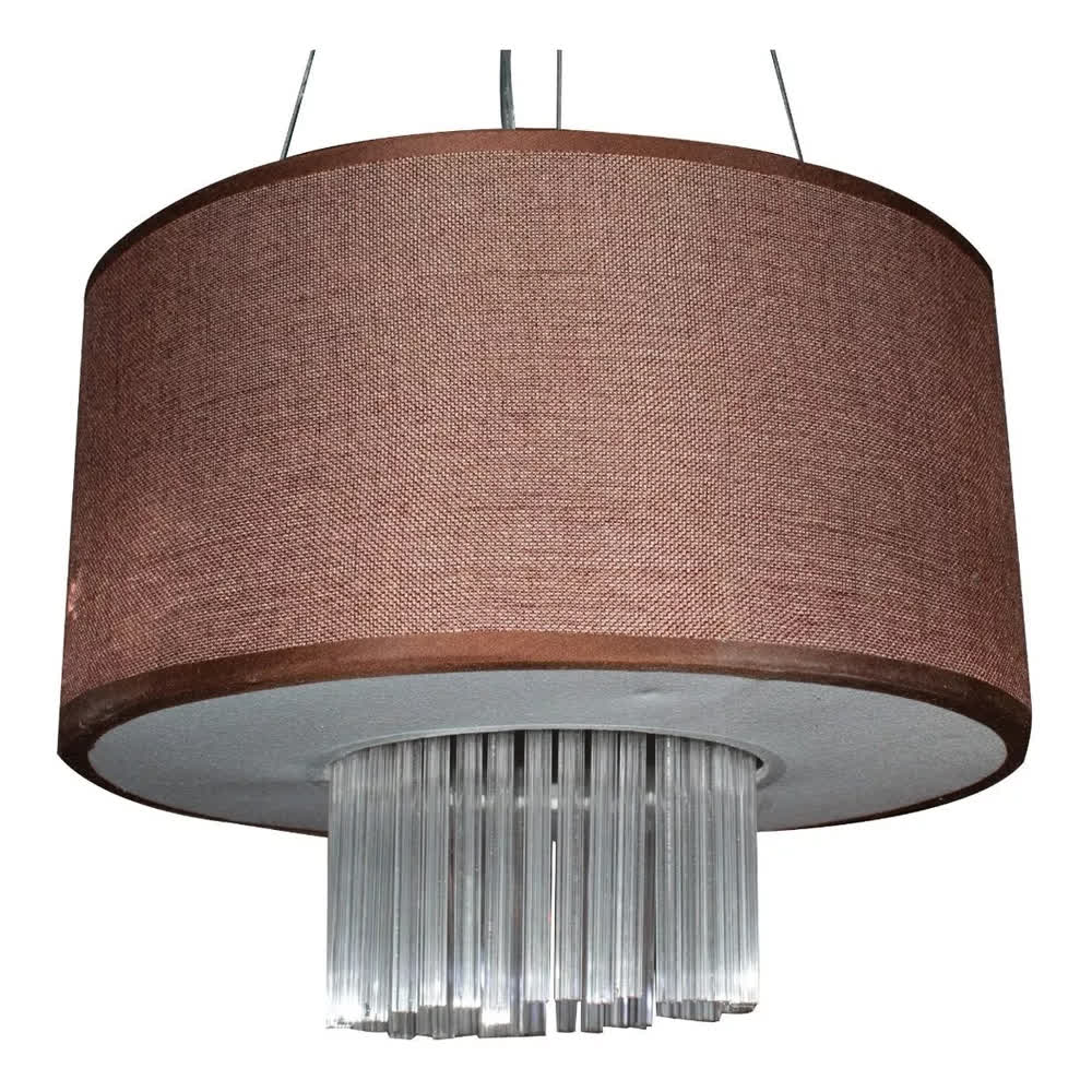 Lámpara Colgante Roma Tela Redonda Café/Cromo – Stratto