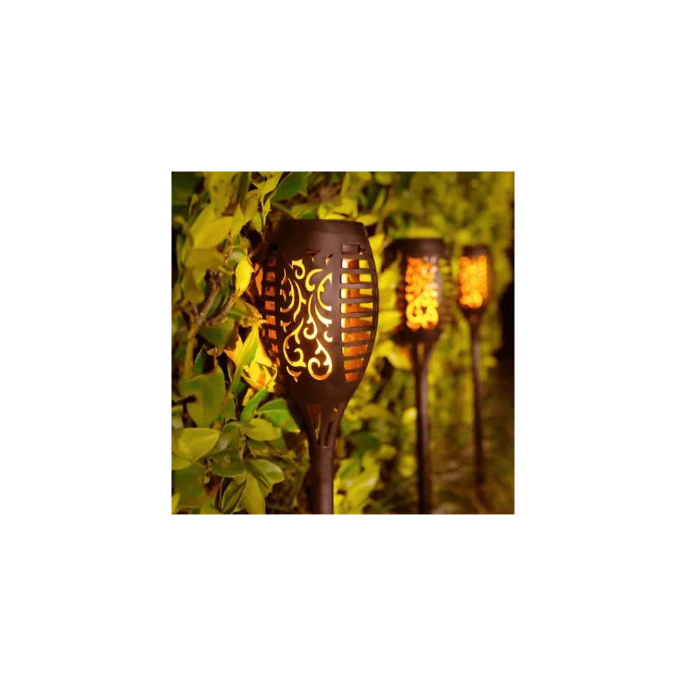 Lámpara Solar LED Tipo Flama 1W para Jardín 100LM 8H de Luz