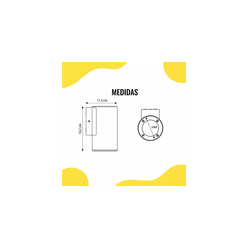 Lámpara Pared Arbotante Foco GU10 Aplique Single Cylinder Negro IP54