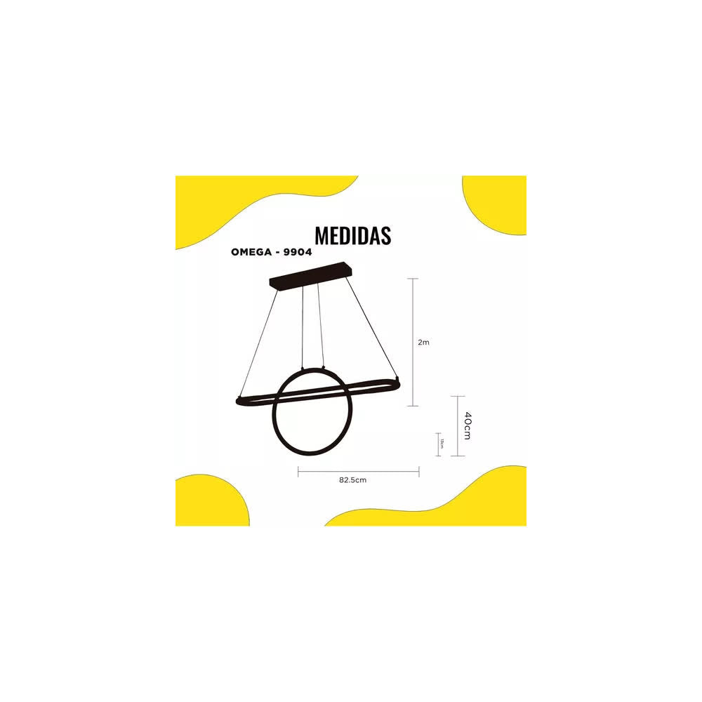 Lámpara Colgante LED Negra Omega 3 Tonos Control – Luxica