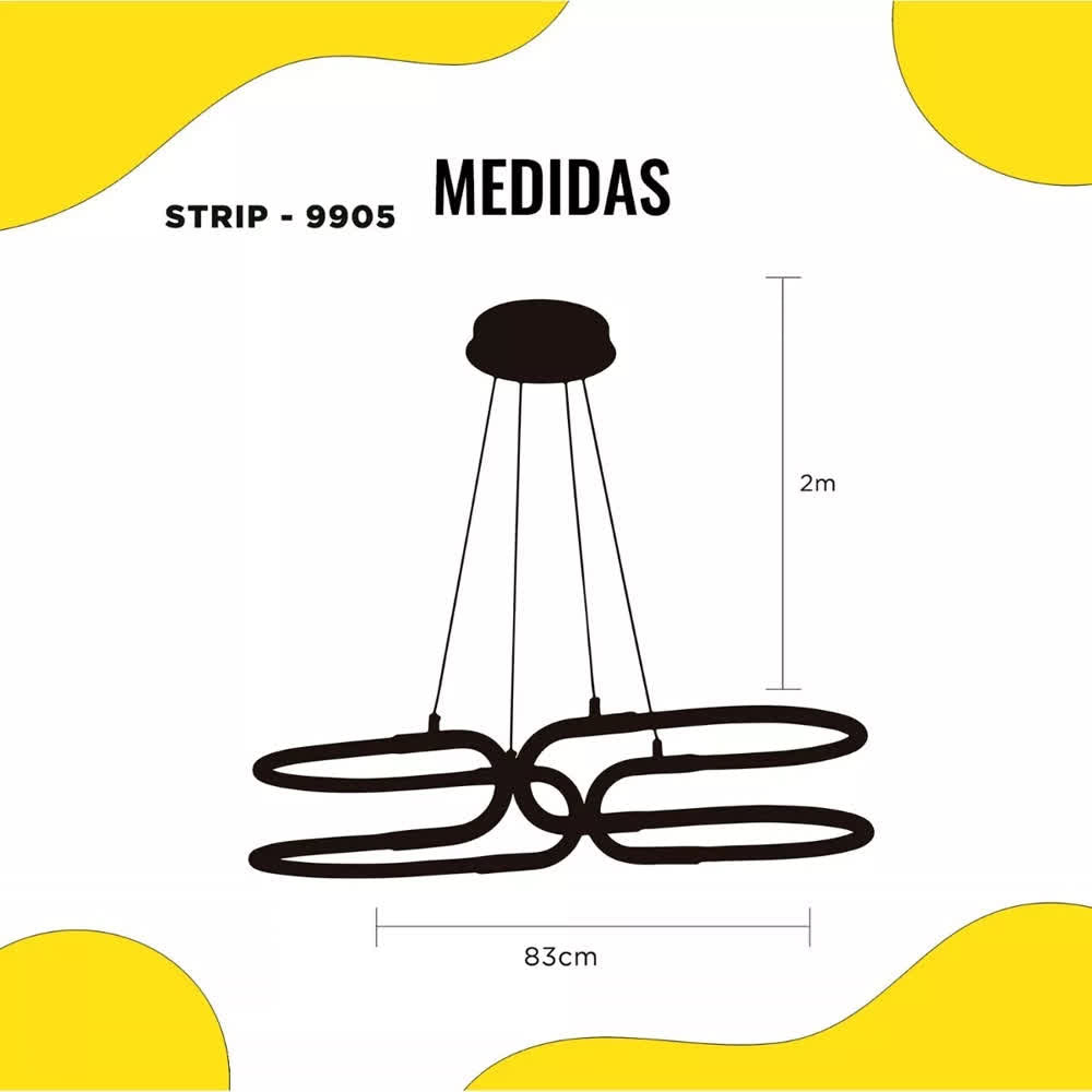 Lámpara Colgante LED Negra Strip 3 Tonos Control – Luxica