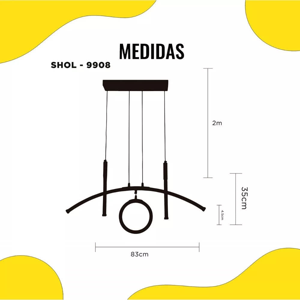 Lámpara Colgante LED Negra Shol 3 Tonos Control – Luxica