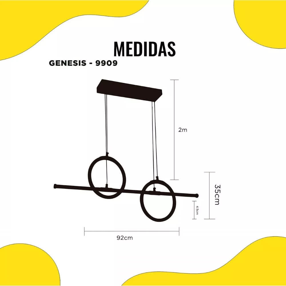 Lámpara Colgante LED Negra Genesis 3 Tonos Control – Luxica