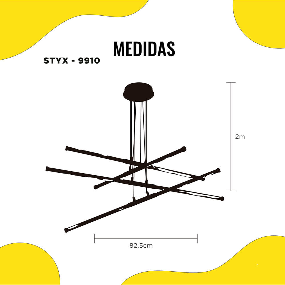 Lámpara Colgante LED Negra Styx 3 Tonos Control – Luxica