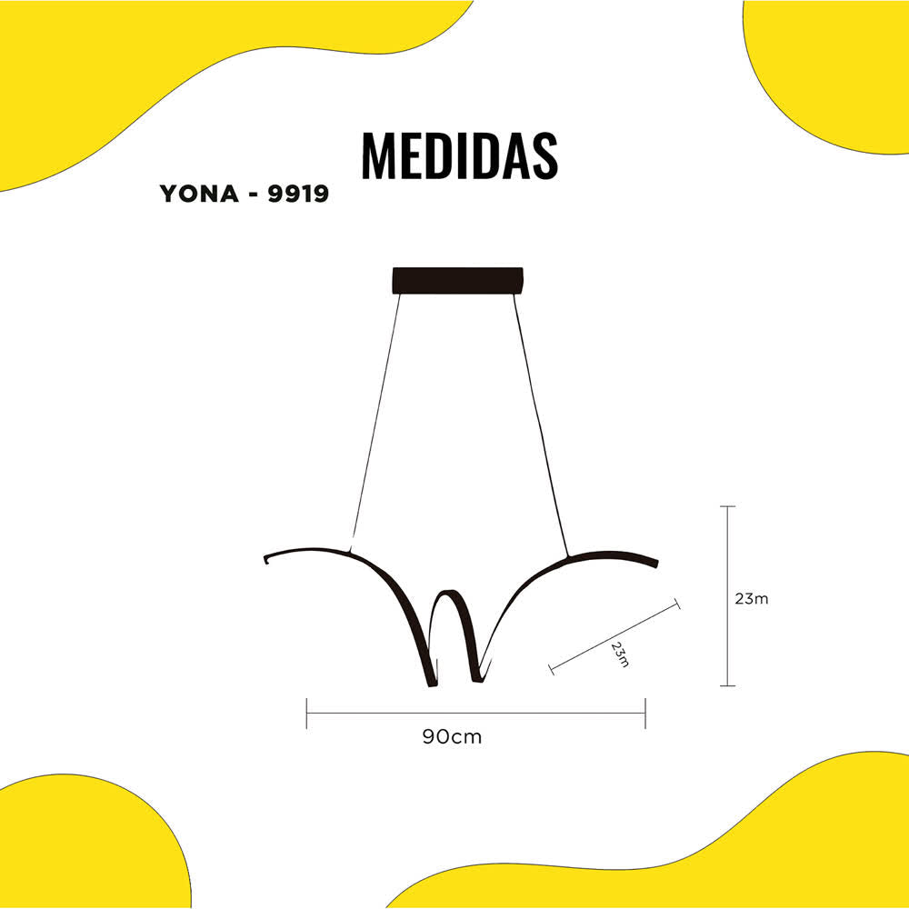 Lámpara Colgante LED Dorado Yona 3 Tonos Control – Luxica