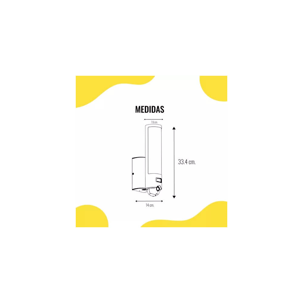 Lámpara de Pared Arbotante LED con Sistema de Vigilancia y Sensor de Movimiento 18W 3000K