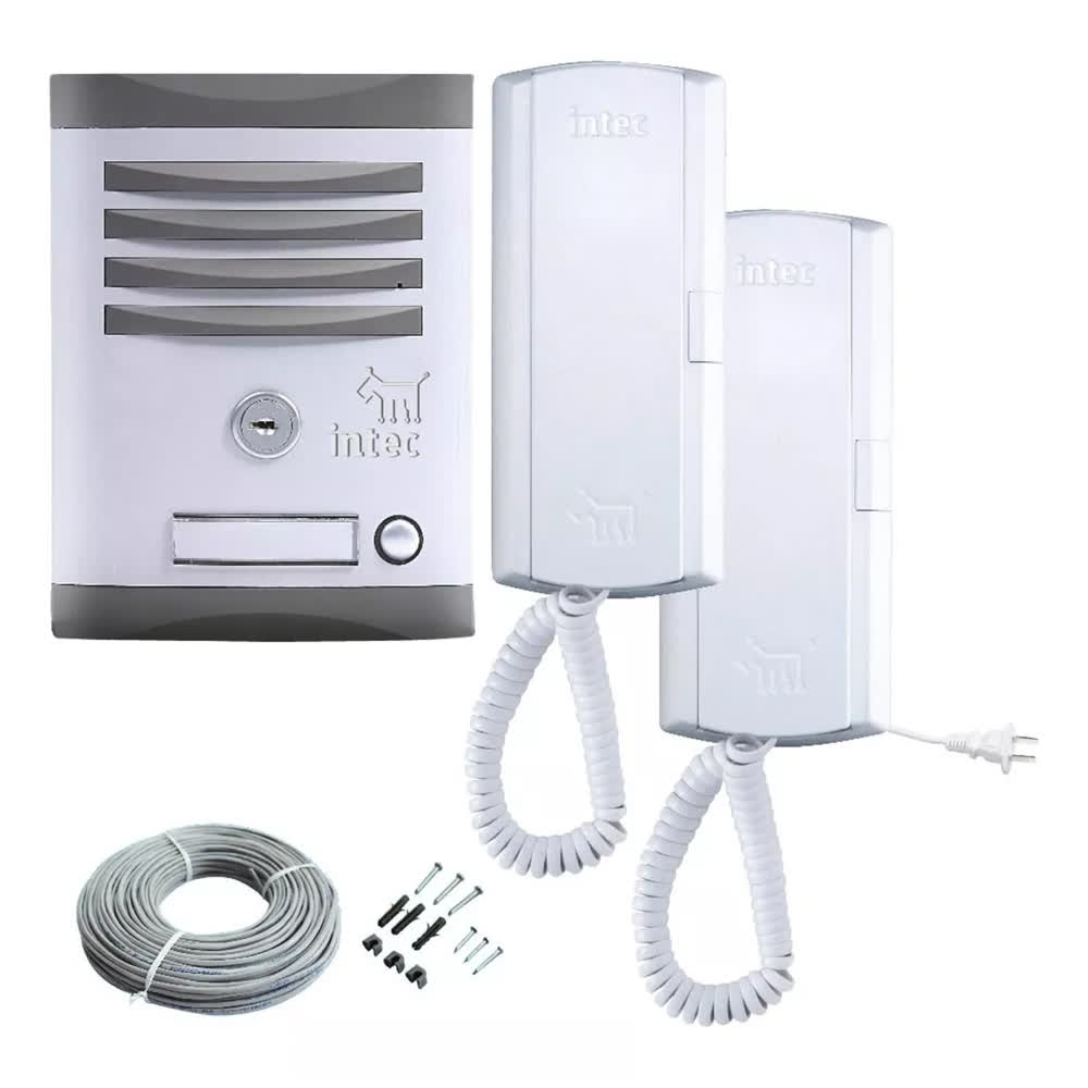 Kit Intercomunicador para Casa u Oficina 2 Teléfonos y Frente Empotrado - Intec