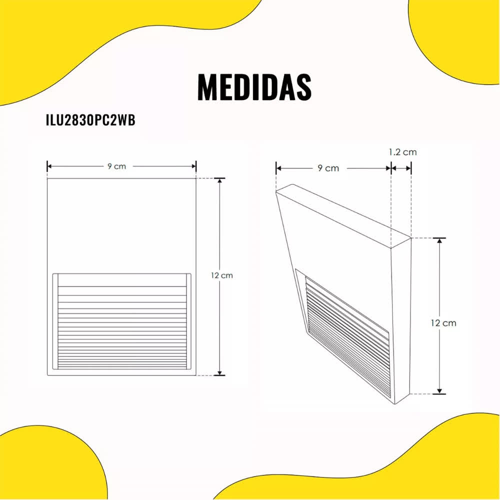 Arbotante LED 2W Luz Cálida 85-265V Cuadrado Negro - Ilumileds