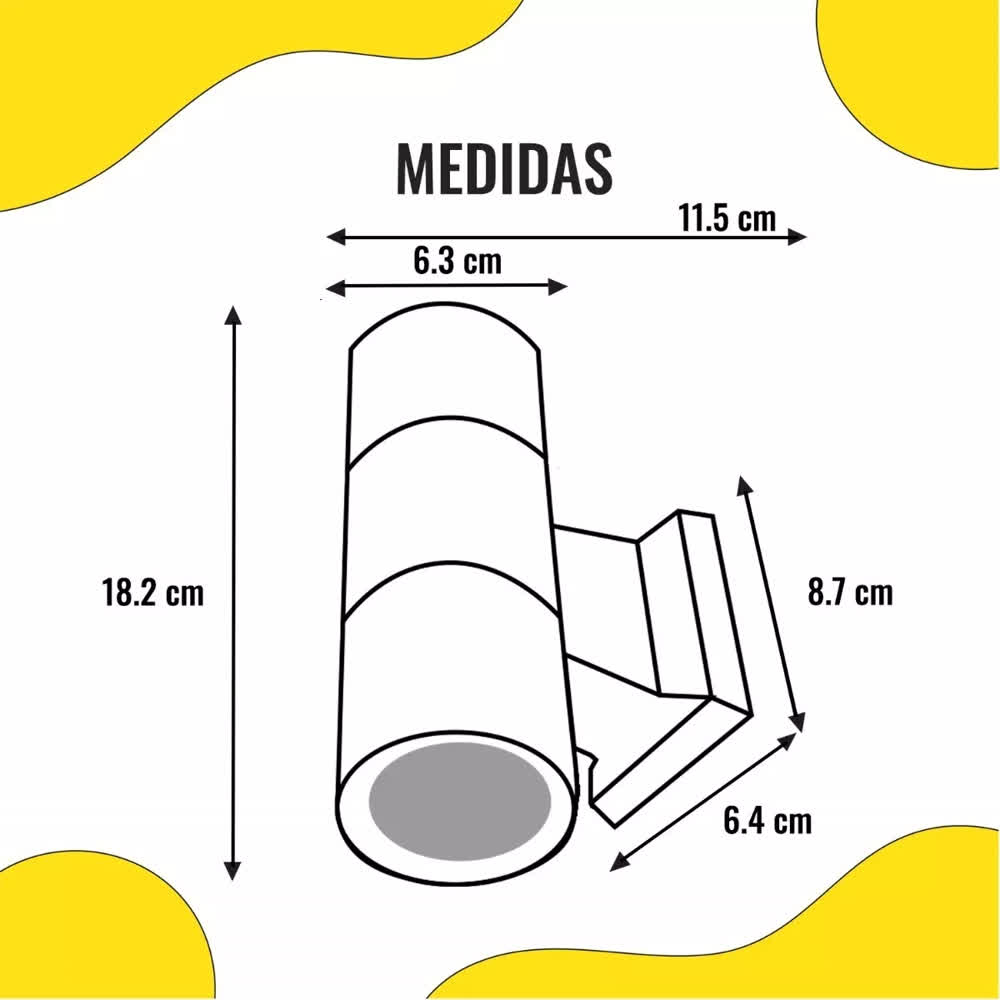 Arbotante Cilindro 2XGU10 Aluminio Negro IP54 - Ilumileds