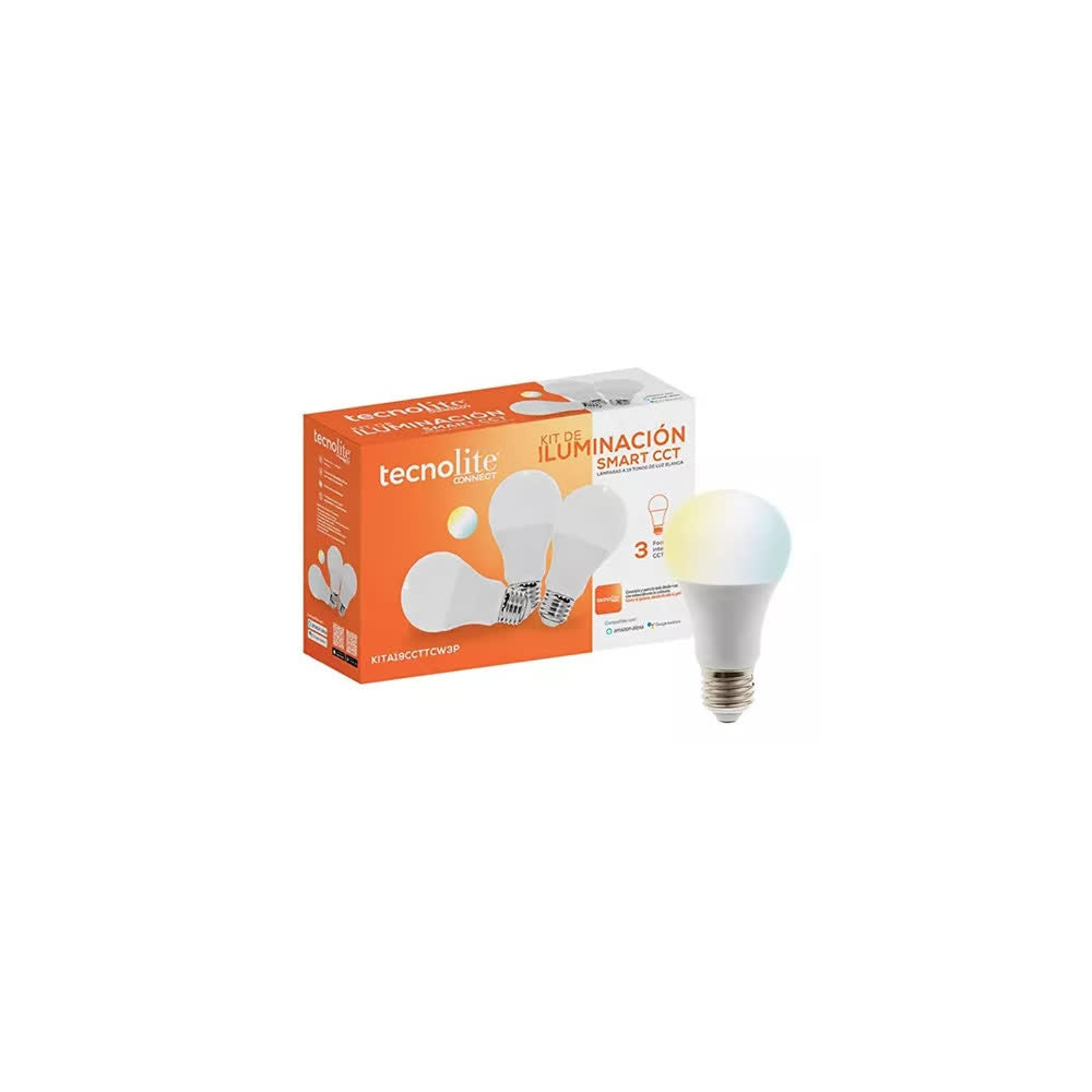 FOCO LED A19 10W 30-65?K 127V KIT 3PZS GLOW SMART TECNO LITE