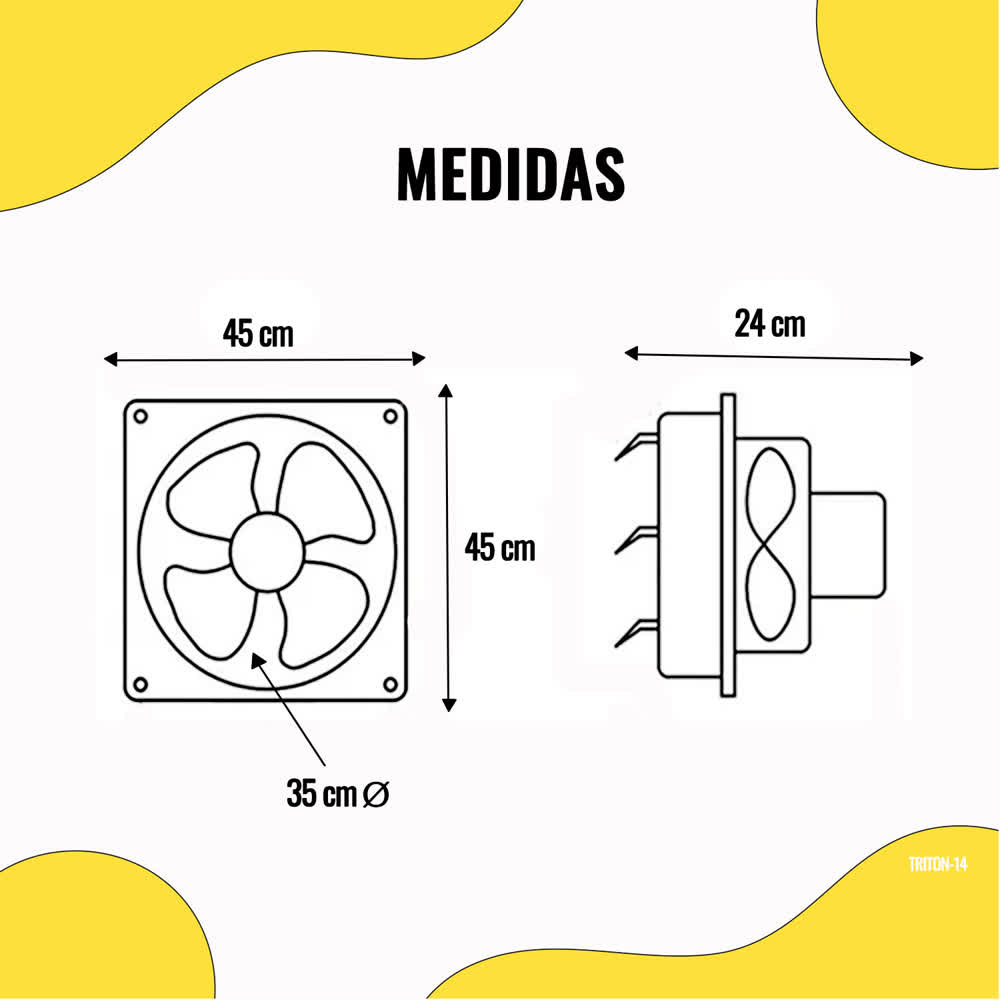 Extractor de Aire Tritón 14" Negro Mate – Masterfan